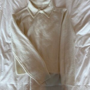 H&M Cream Pearl-Trim Sweater